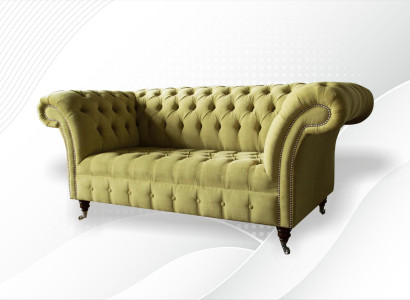 Sofa 2-seater Couch Upholstered Sofas Chesterfield Living Room Design Textile Fabric New